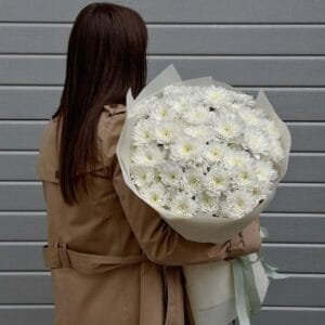11 веток хризантем белых